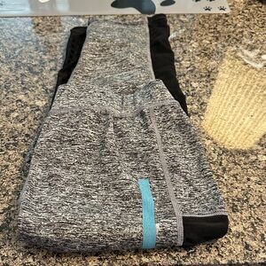Gray and Black Leggings with Blue Accent